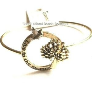 Gold Tree of Life Message Bracelet Bangle Celtic